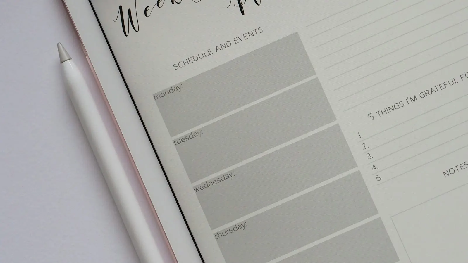 Open planner pages ready for notes and record dates